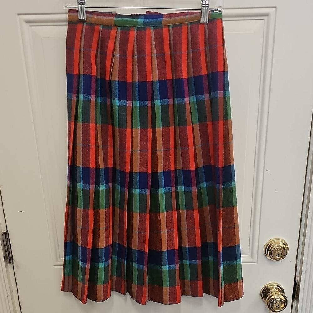 Plaid, Multicolor, Women's, Skirt, 70s, Vintage, Retro, Preppy, Party, Office
